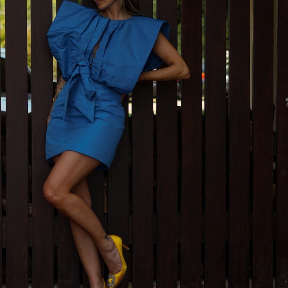 ZARA Voluminous Top Dress Bluish